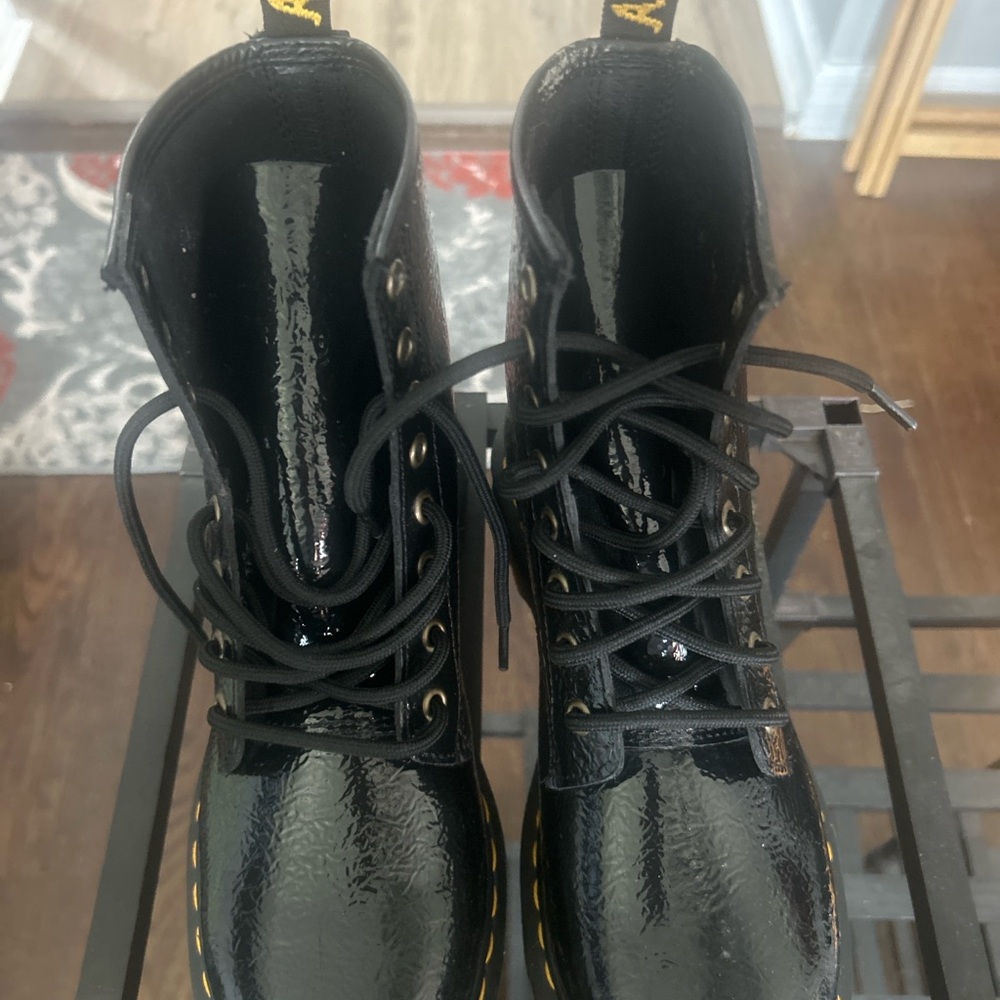 Dr. Marten’s Black Patent Leather Lace-Up Boots